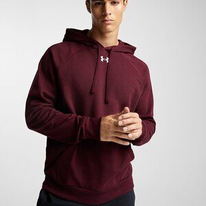 UNDER ARMOUR Men's Rival Fleece Hoodie Size Medium Burgundy